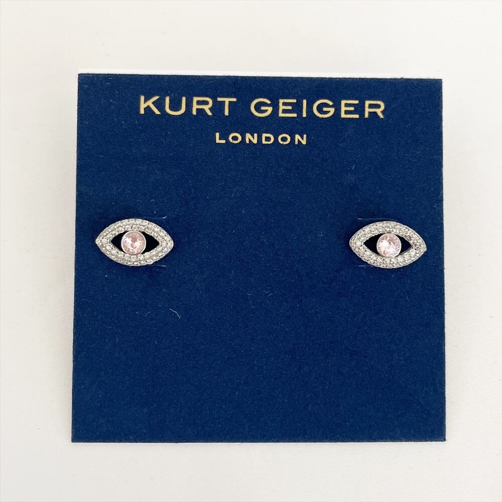 FREE SHIPPING!!! KURT GEIGER London CZ Pave Evil Eye Stud Earrings Set Crystals